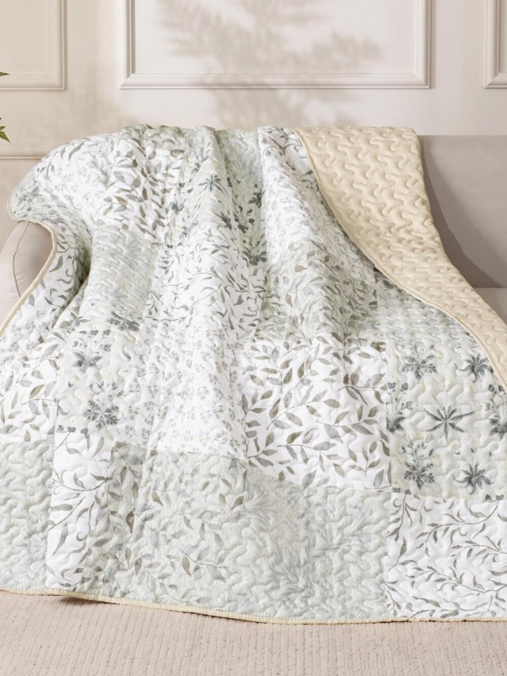 Reversible Boho Quilted Throw Blanket, 50"x 60"